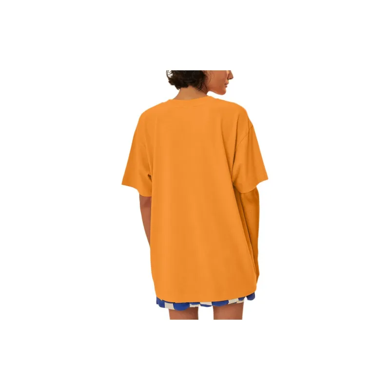 FARM RIO Fruit Letter Patterned Print Crew Neck Loose Fit Short-Sleeved T-Shirt Women's Orange-0