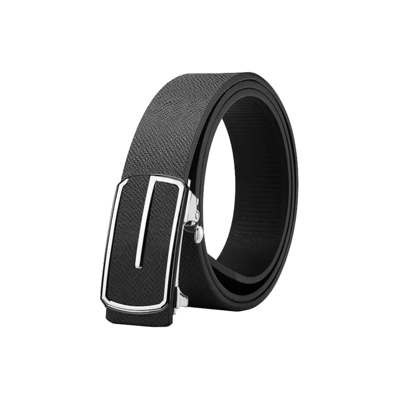 LUCKY LION Automatic Buckle Inward Curling Casual Cow Leather Belts Men's 3.5cm-2