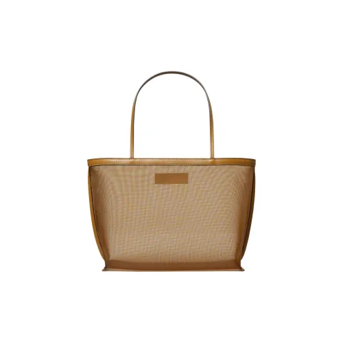 TORY BURCH Thin Tulle Fabric With Nappa Leather Trim Tote Bag Shopping Bag Shoulder Bag Handbag Women's Tan