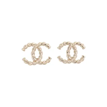 CHANEL Metal Stud Earrings Women's Gold