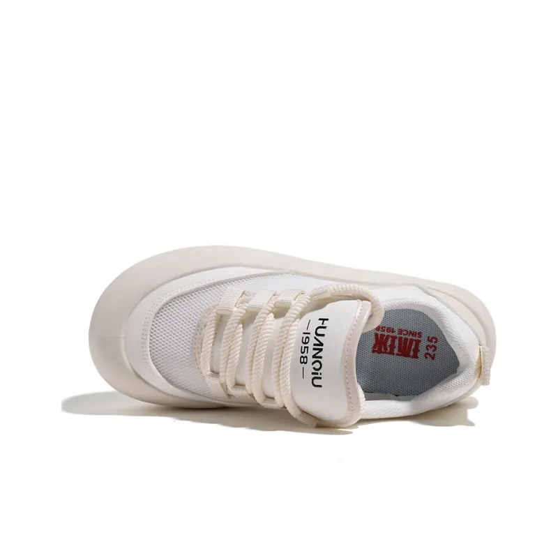HUANQIU Lightweight And Breathable Low Top Skateboard Shoes Women's Beige Gold-3