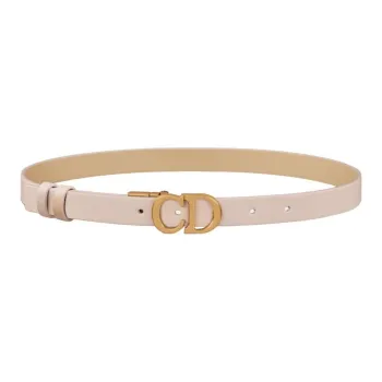 DIOR Emblem Design Smooth Buckle Leather Belts Women's Pink/Brown Width  2cm