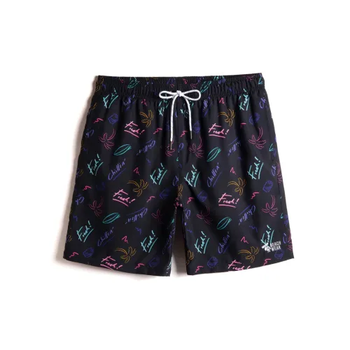 GAILANG Beach Shorts Men Colorful Line Drawing