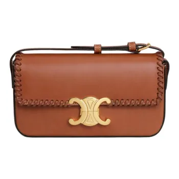 CELINE Woven Natural Cow Leather Crossbody Bag Shoulder Bag Women's Tawny