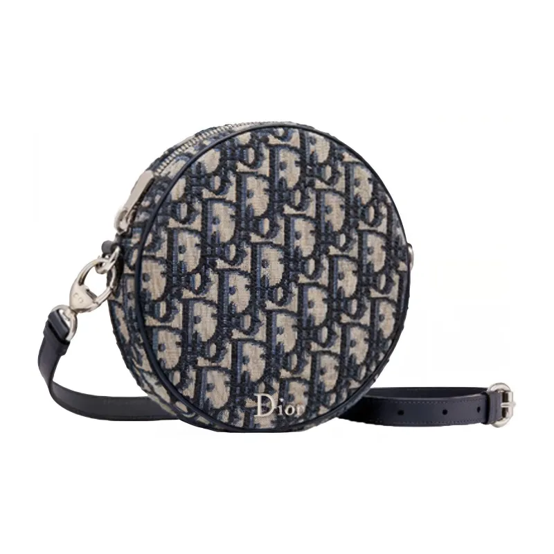 DIOR Canvas With Calfskin Canvas Bag, Round Bag, Crossbody Bag, Shoulder Bag Women's Denim Blue-2
