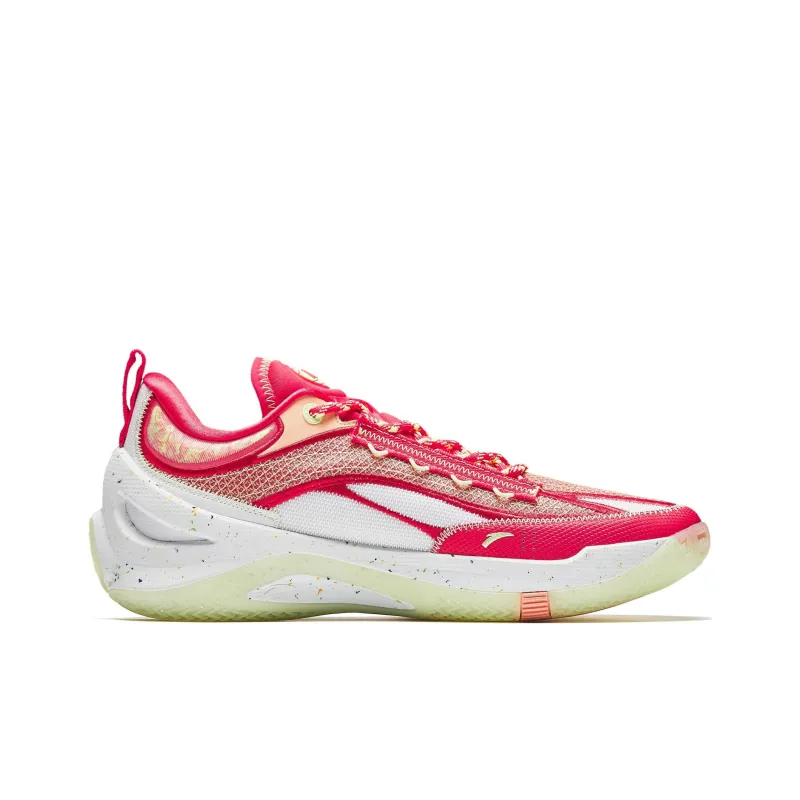 Anta Instantaneous 1 Cushioning Wear-Resistant Low-Top Basketball Shoes Men's Red Pink White-1