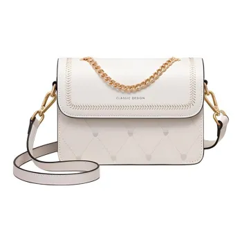 Kevin Cohen Cow Leather With Synthetic Leather Portable Crossbody Bag, Shoulder Bag Women's Ecru