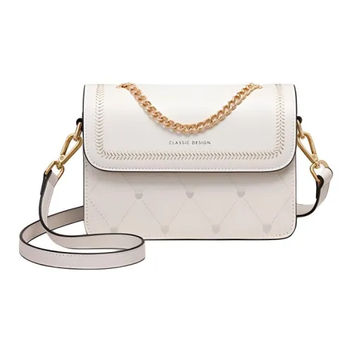 Kevin Cohen Cow Leather With Synthetic Leather Portable Crossbody Bag, Shoulder Bag Women's Ecru