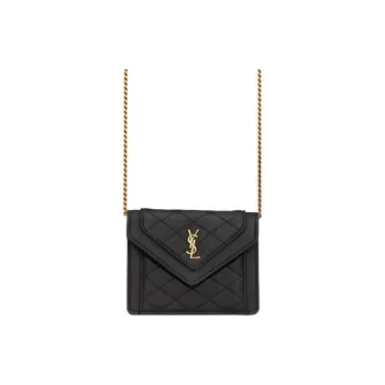 SAINT LAURENT Lambskin Chain Bag, Crossbody Bag, Shoulder Bag Women's Black