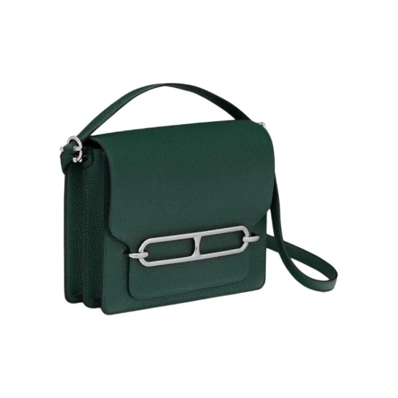 HERMES Roulis Taurillon Clemence Leather Shoulder Bag Crossbody Bag Women's 6O Vert Cypres Pine Green Cyan-1