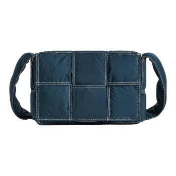 Bottega Veneta CASSETTE Intreccio Nylon And Polyamide Shoulder Bag Crossbody Bag Small Size Men's Deep White & White