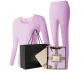 Women's Crew Neck Clothing Sets (Taro Purple) with De-Roon Heat Technology/Seamless High Elasticity/3A Antibacterial