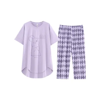 White Ran Pajama Set Women's Light Purple