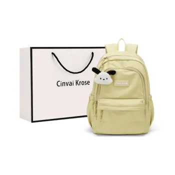Simvay Clos Fabric Backpack Backpack Hiking Bag Large Size Women's Custard