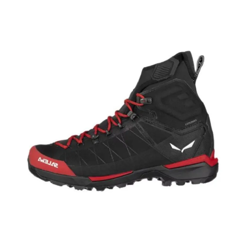 SALEWA Cushioned Anti-Slip Wear-Resistant And Water-Resistant Mid-Top Trekking Shoes Women's Red Black-0
