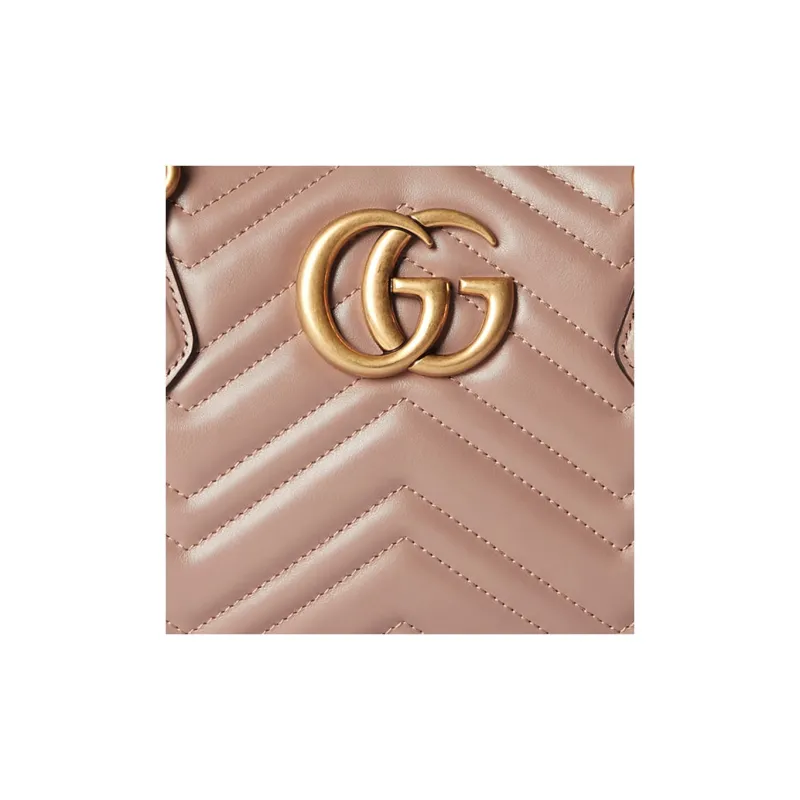 GUCCI GG Marmont Leather One Shoulder Handbag Medium Size Women's Dark Pink-7