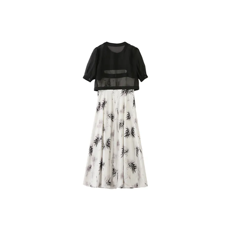 Mula Skirt Set Women's White Black-1