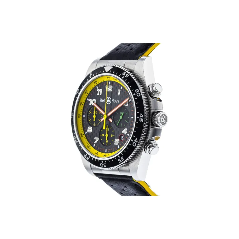 BELL & ROSS Automatic Mechanical Movement Men's Watches Watch 43mm Black Dial Steel Case Cowhide Strap-2