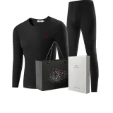 Crew Neck Set (Black) Wool Thermal/Silk Touch/Thickened and Fleece-Lined