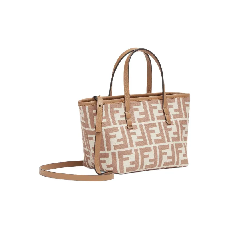 FENDI FF Jacquard Fabric Tote Bag, Shopping Bag, Shoulder Bag, Crossbody Bag Mini Women's Beige-1