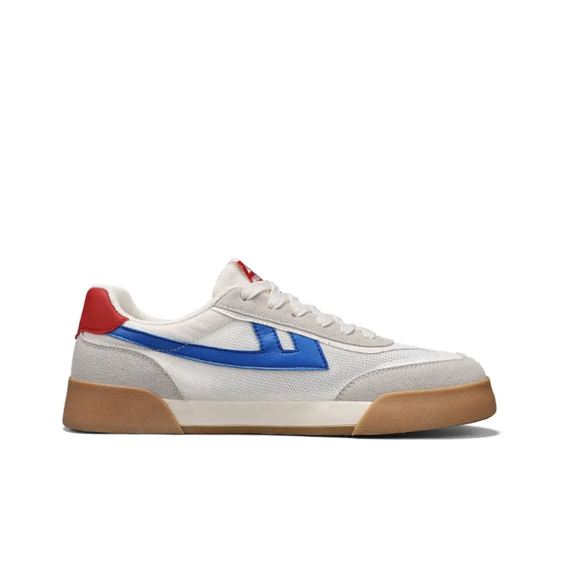 Warrior Lightweight Wear Resistant And Slip Resistant Low Top Skateboard Shoes Unisex Beige Blue Red-1