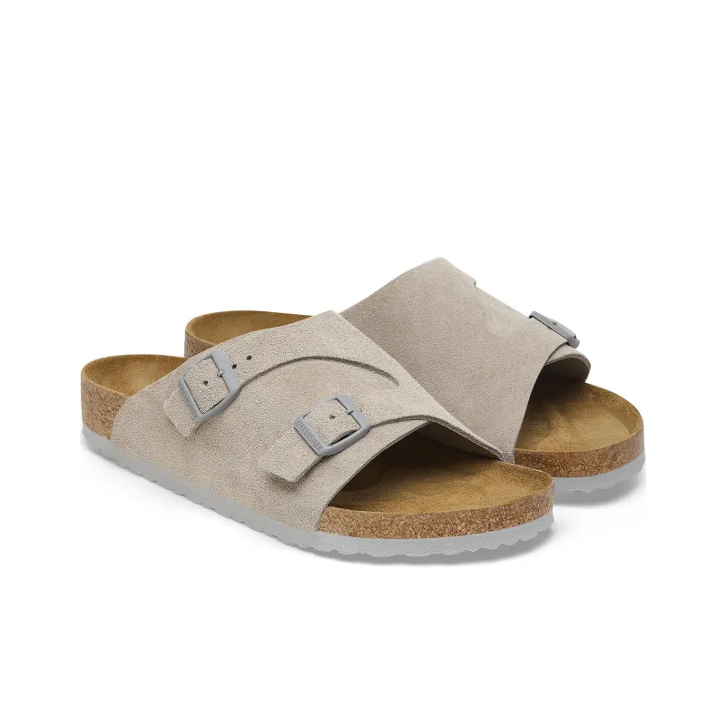 Birkenstock Zrich Suede Leather Narrow Fit Sandals 'Stone Coin'-3