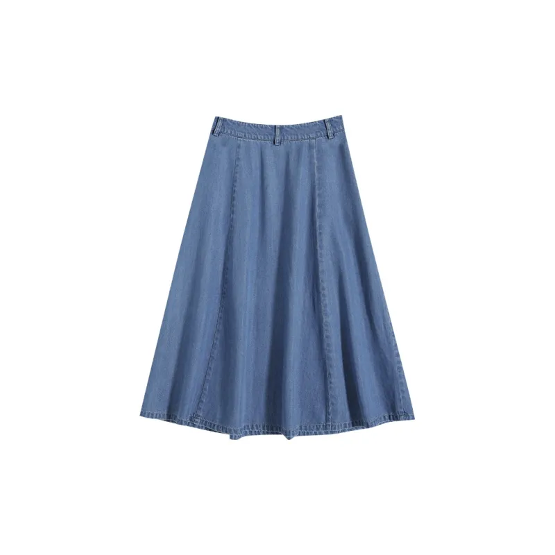 YALIDA Denim Long Skirt Women's Blue-1