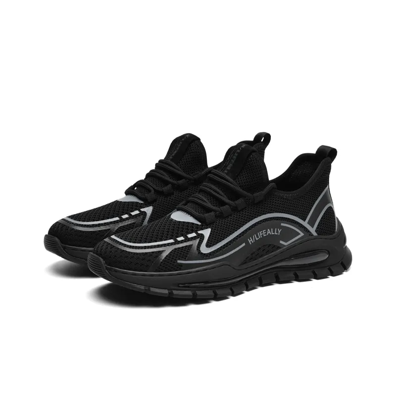 HLA Men's Shoes New Arrival Trendy Casual Shoes Breathable Mesh Flyknit Platform Wear-Resistant Athletic Shoes-1