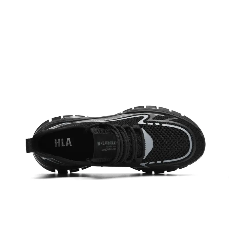 HLA Men's Shoes New Arrival Trendy Casual Shoes Breathable Mesh Flyknit Platform Wear-Resistant Athletic Shoes-2