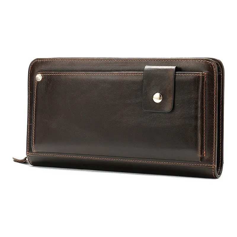 DOSRFINI Genuine Leather Clutch Men's Black/Coffee/Oil Coffee-5