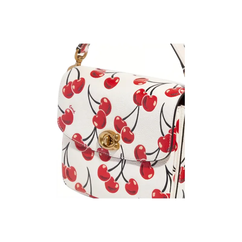 COACH Cassie Leather Handbag, Crossbody Bag Trumpets Women's White Red-2