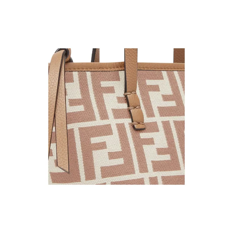 FENDI FF Jacquard Fabric Tote Bag, Shopping Bag, Shoulder Bag, Crossbody Bag Mini Women's Beige-4