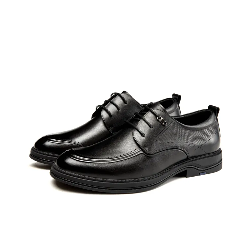AOKANG Embossed Lace-Up Comfortable Commuter Shoes Dress Shoes Men's Black-1