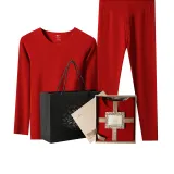 Thermal Underwear Tops+Long Johns Clothing Sets (Red) German Fleece Heat/Seamless Cut/3A Antibacterial