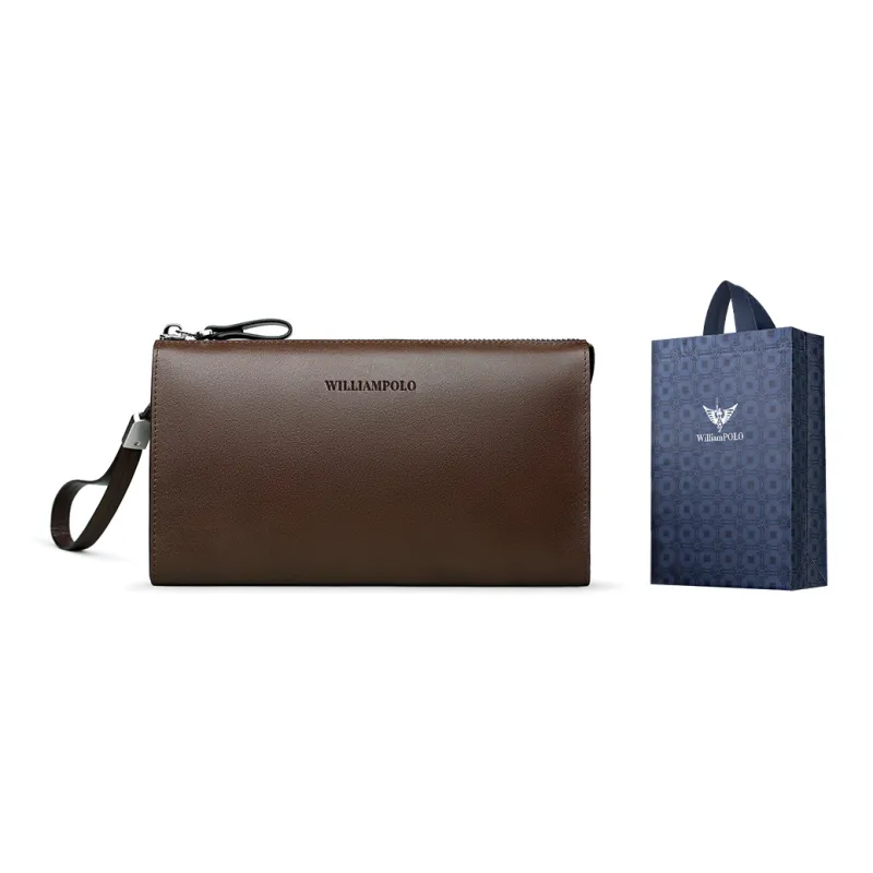 WilliamPOLO Cow Leather Clutch Anti Theft Handle Envelope Bag Multifunction Cell Phone Pouch Regular Men's Multicolor-4