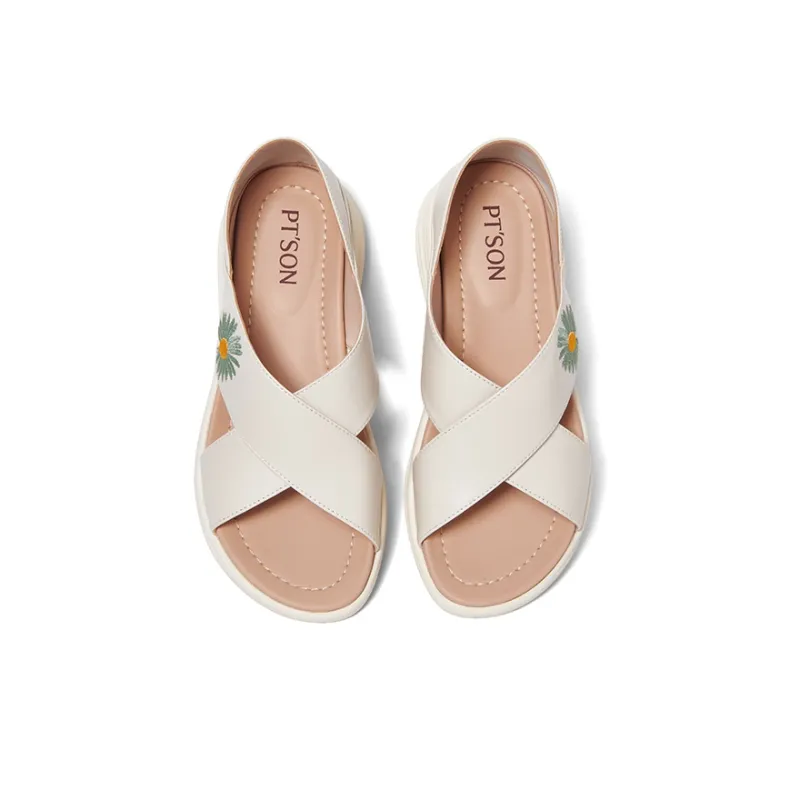 PT'SON Beach Sandals Women's White, Pink-3