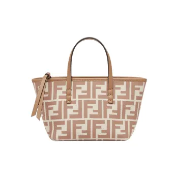 FENDI FF Jacquard Fabric Tote Bag, Shopping Bag, Shoulder Bag, Crossbody Bag Mini Women's Beige
