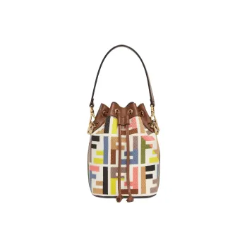 FENDI Mon TresorFF Embroidery Canvas Bucket Bag Handbag Shoulder Bag Crossbody Bag Small Size Women's Multicolor
