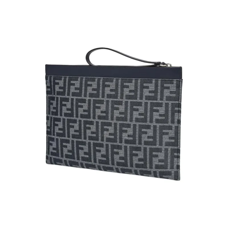 FENDI Cotton With Polyester Clutch Medium Size Men's Blue-1