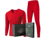 Thermal Underwear Tops+Long Johns Clothing Sets (Red)-100% cotton, Breathable, 3A Antibacterial, Thermal