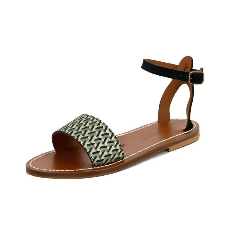 K Jacques St Tropez Strap Sandals Women's Green-1