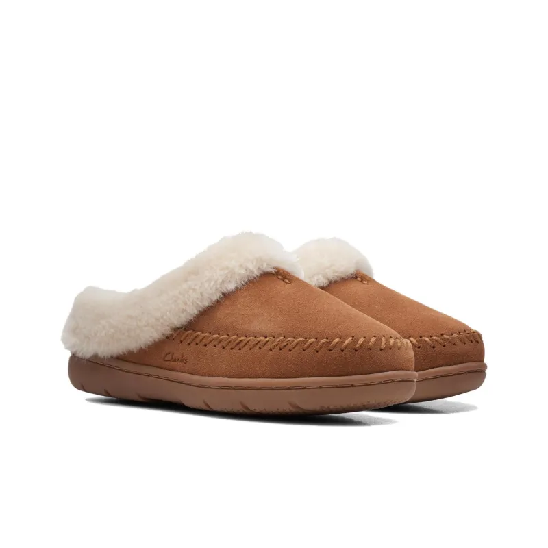 Clarks Rubber Sole Wrap-toe Slippers Women's Tan-2
