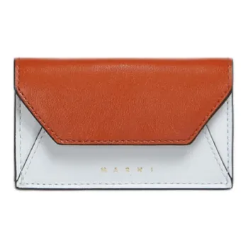 MARNI Crushed Leather Card Holder Card Holder Women's Brown & White