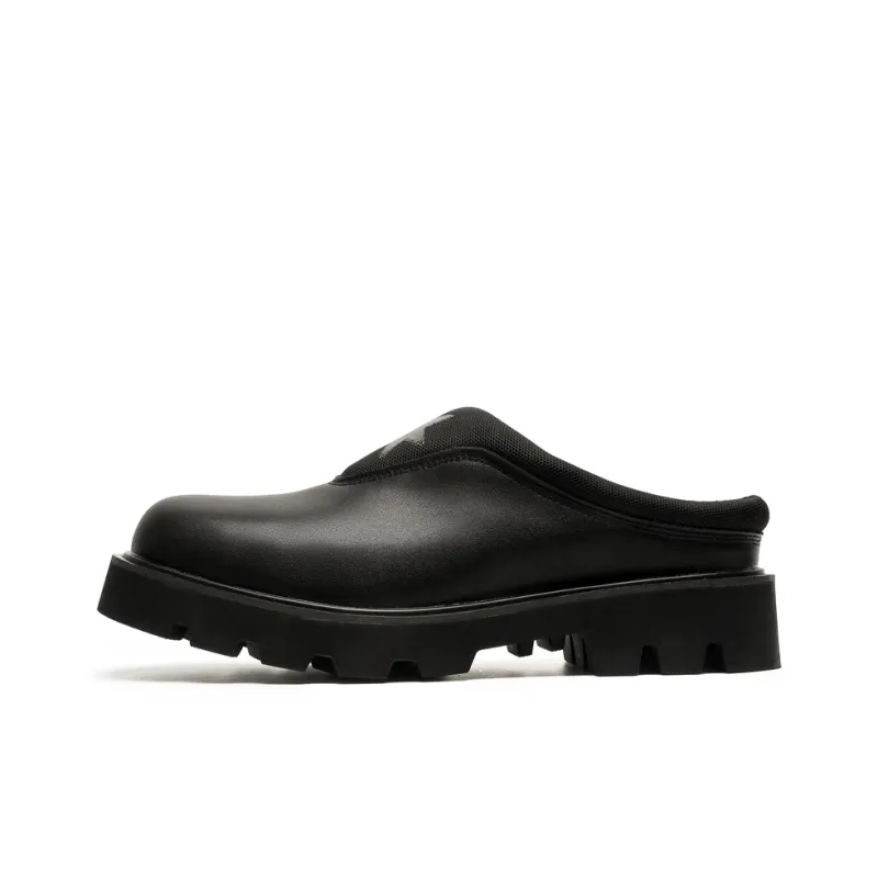 Romon Rubber Sole Stitching Odor Resistant Abrasion Resistant Slip Resistant Wrap toe Slippers Men's Black-0