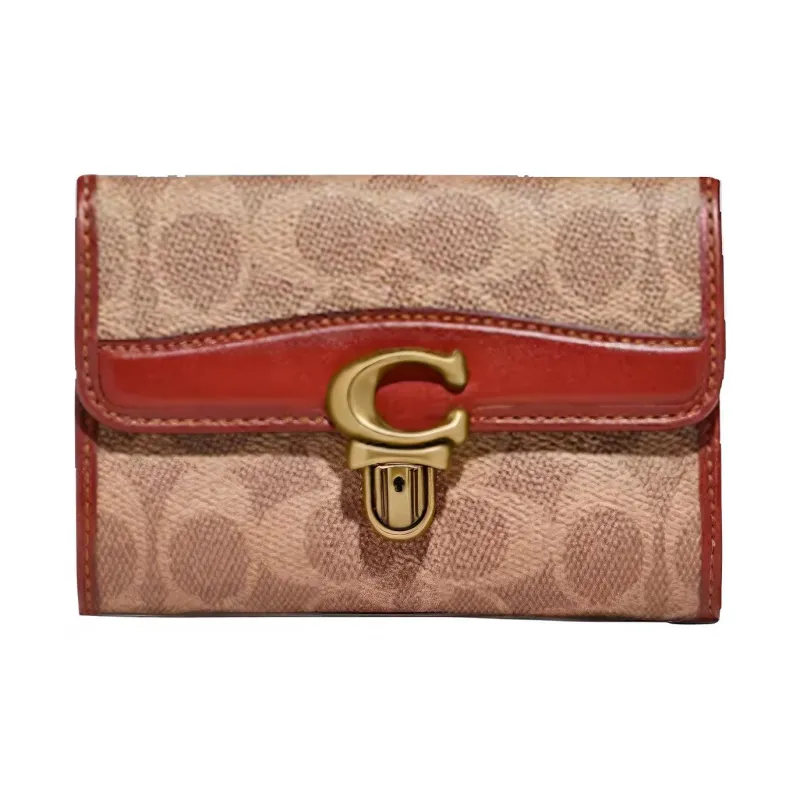 COACH Studio Canvas With Leather Clutch Wallet Women's Brown-0