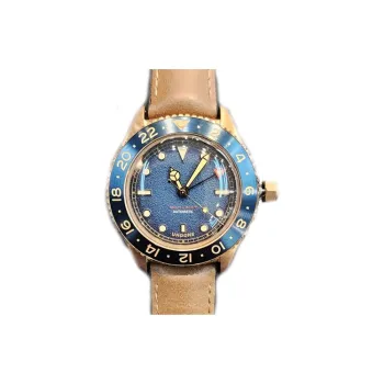 UNDONE Automatic Mechanical Movement Leather Watch Bands Watch Men's Watches Blue Dial