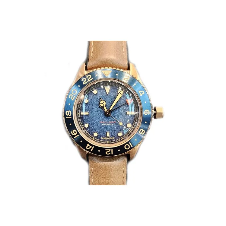 UNDONE Automatic Mechanical Movement Leather Watch Bands Watch Men's Watches Blue Dial-0