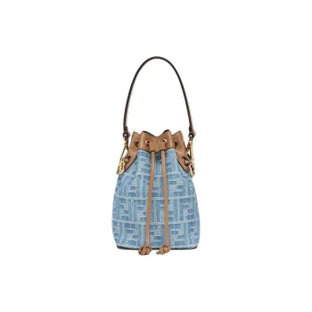 FENDI Mon Tresor Denim Bucket Bag, Handbag, Shoulder Bag, Crossbody Bag Small Size Women's Light Blue