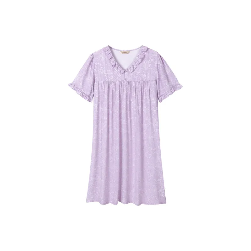 AUTUMNDEER Nightgown Women's Taro Purple-0
