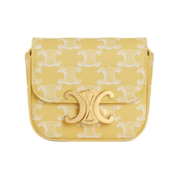 CELINE Canvas With Calfskin Shoulder Bag Crossbody Bag Mini Women's Bright Yellow